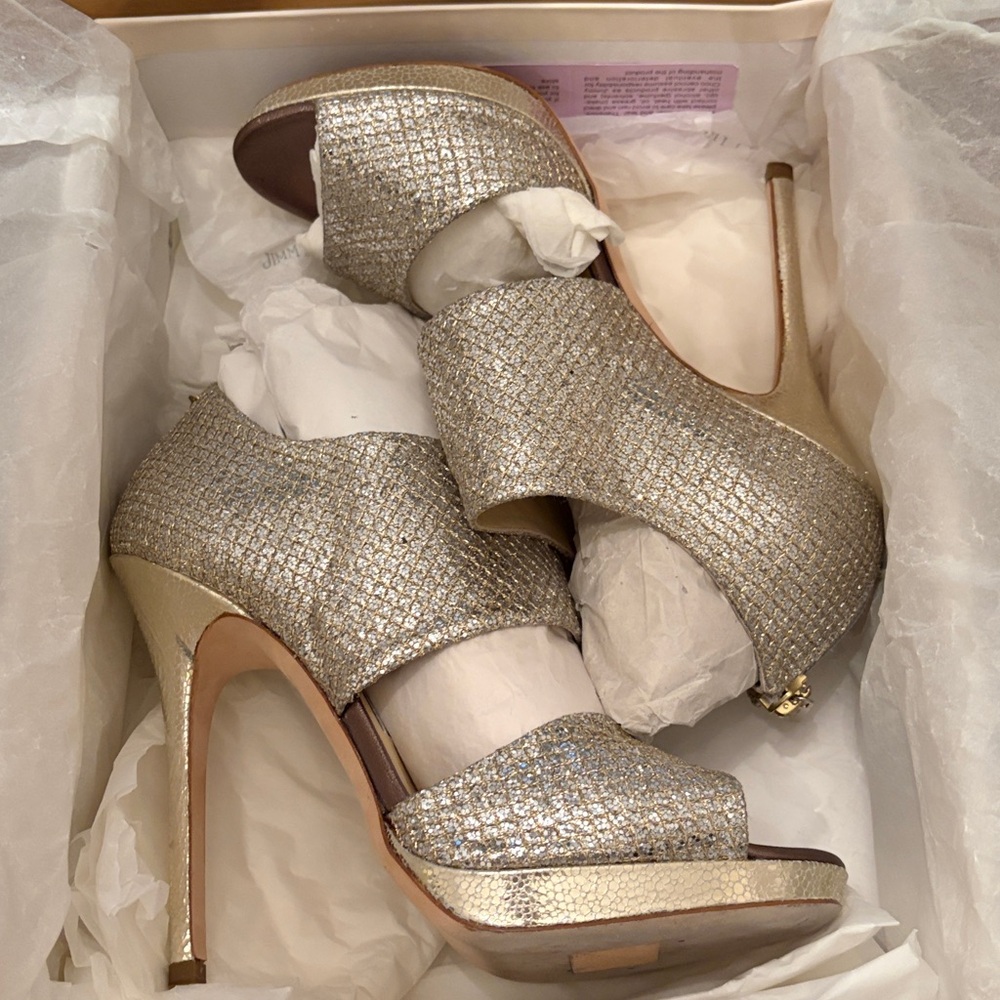 Jimmy Choo Sparkling Gold Heels - Picture 11 of 12